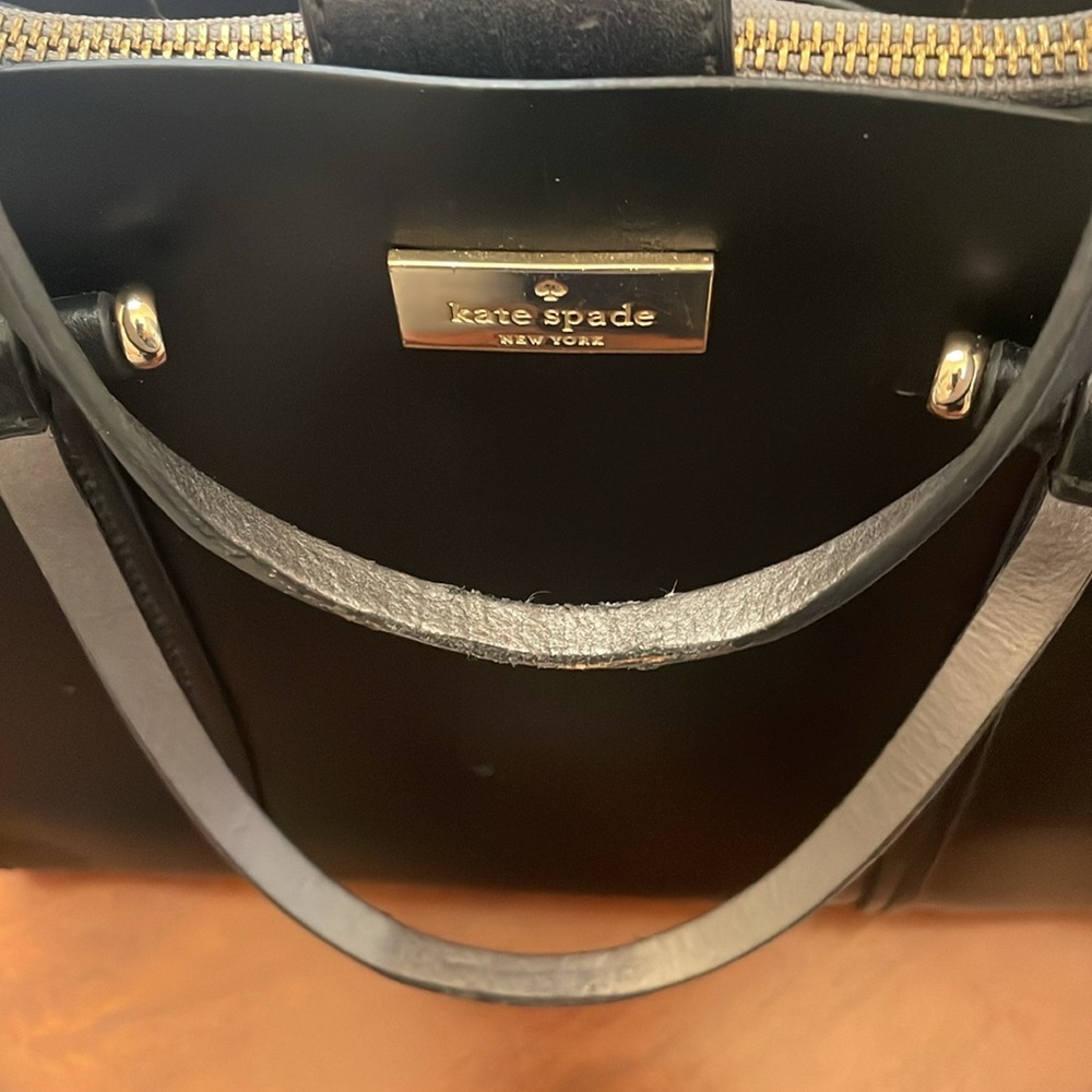 Kate Spade Black Leather Tote with Gold Accents